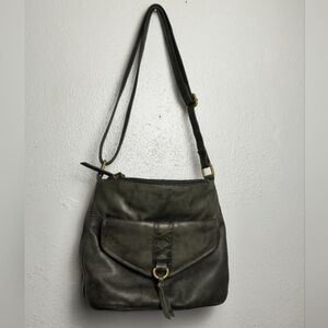 Shoulder Bag with Adjustable Strap and Vintage Look Olive Green